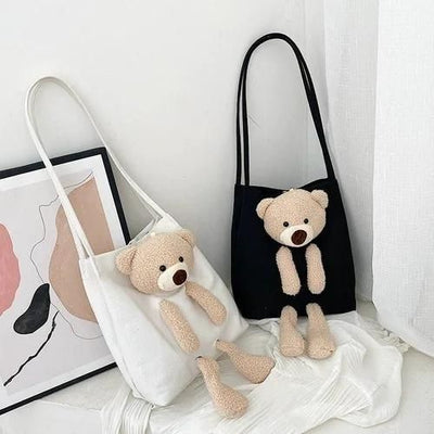 Cute Shoulder Bag Kawaii Tote Handbag with Cute Teddy Bear